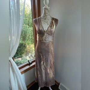 BRAND NEW Sleeveless Tea Length Wedding Dress XXXL 3XL Peach and Gold